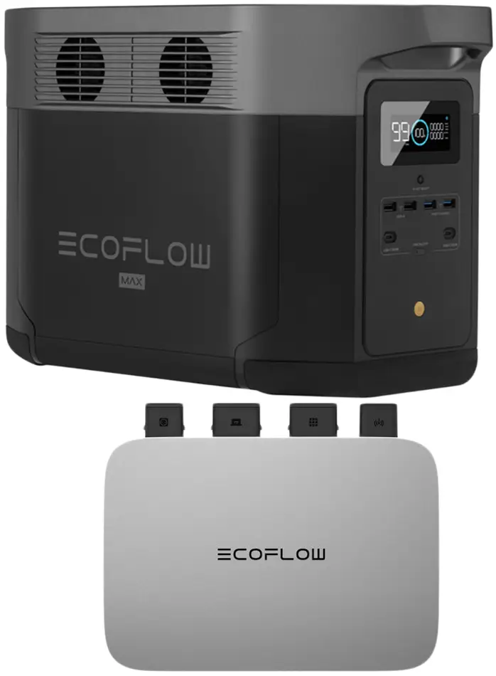 Комплект энергонезависимости EcoFlow PowerStream – микроинвертор 600W + станция Delta Max 2000 + 2 x 400W солнечные панели