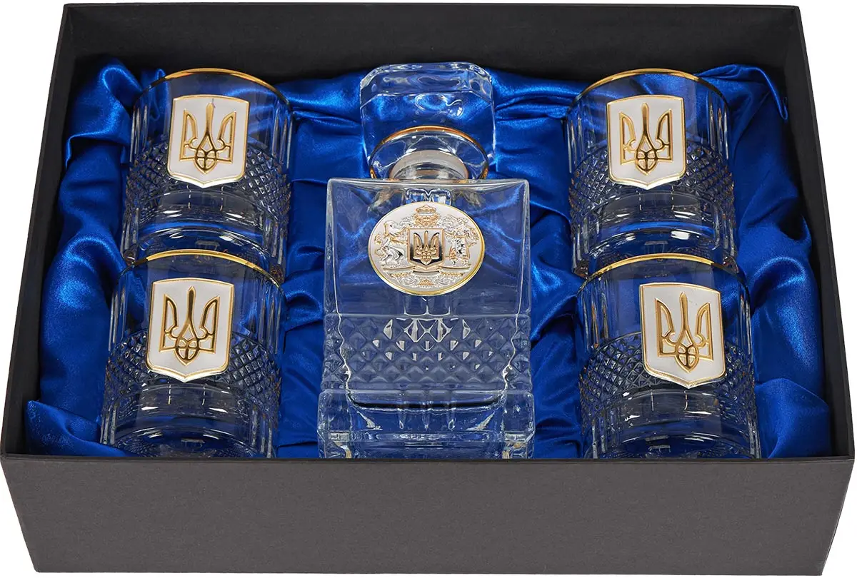 Подарочный набор стаканов Boss Crystal "Гербовый с трезубцем" графин