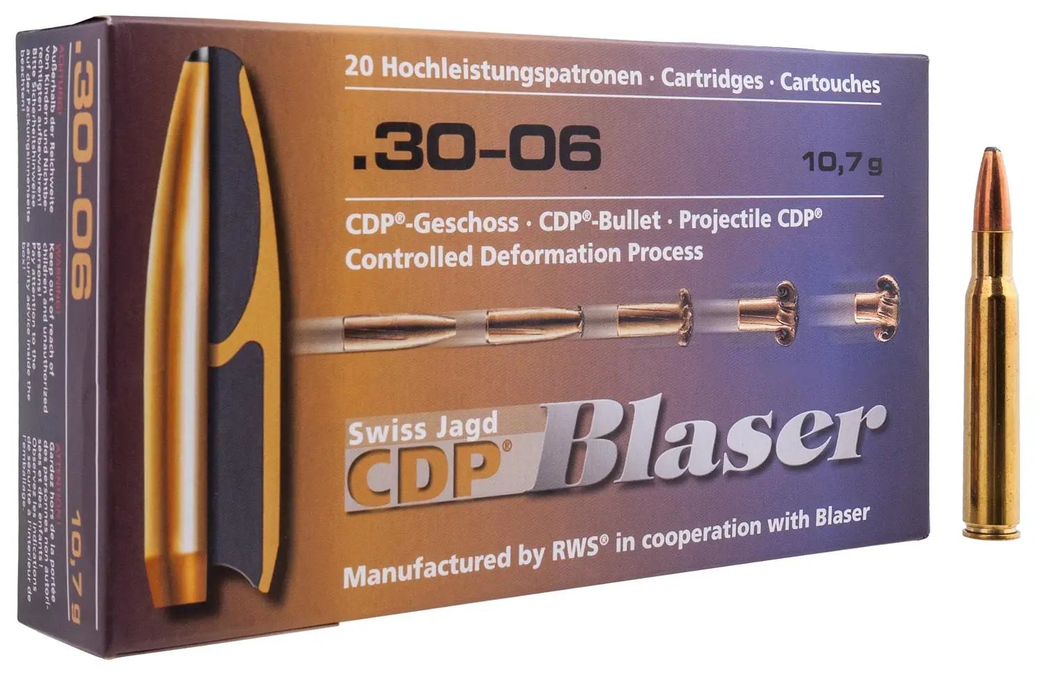 Патрон Blaser кал. 30-06 пуля CDP масса 10,7 грамм/ 165 гран