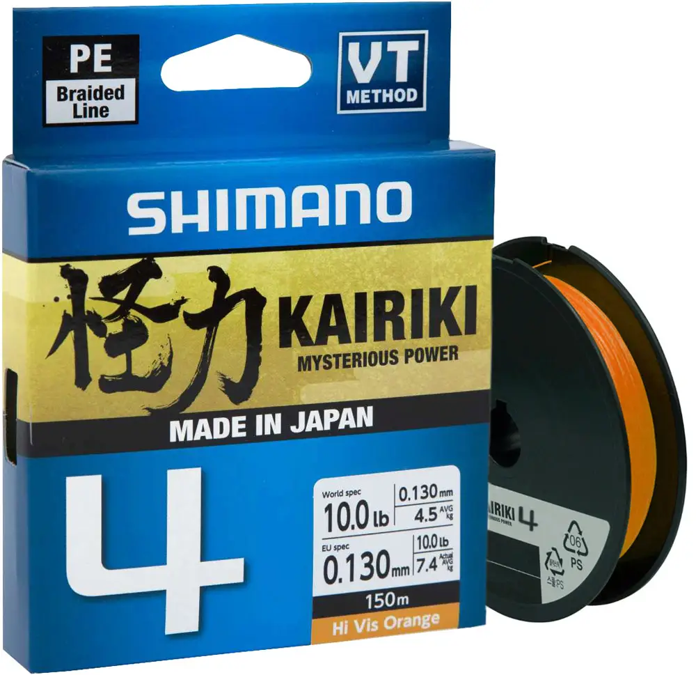 Шнур Shimano Kairiki 4 PE 150m (Hi-Vis Orange) 0.16mm 8.1kg