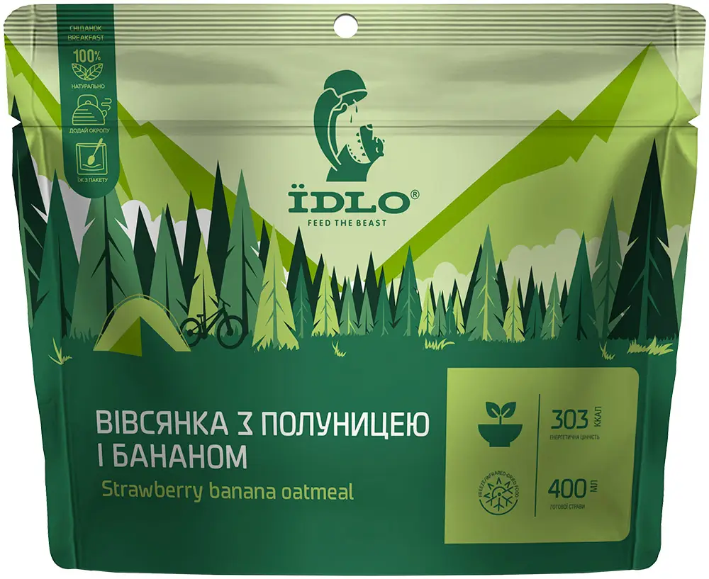 Каша ЇDLO вівсяна з полуницею і бананом 100г