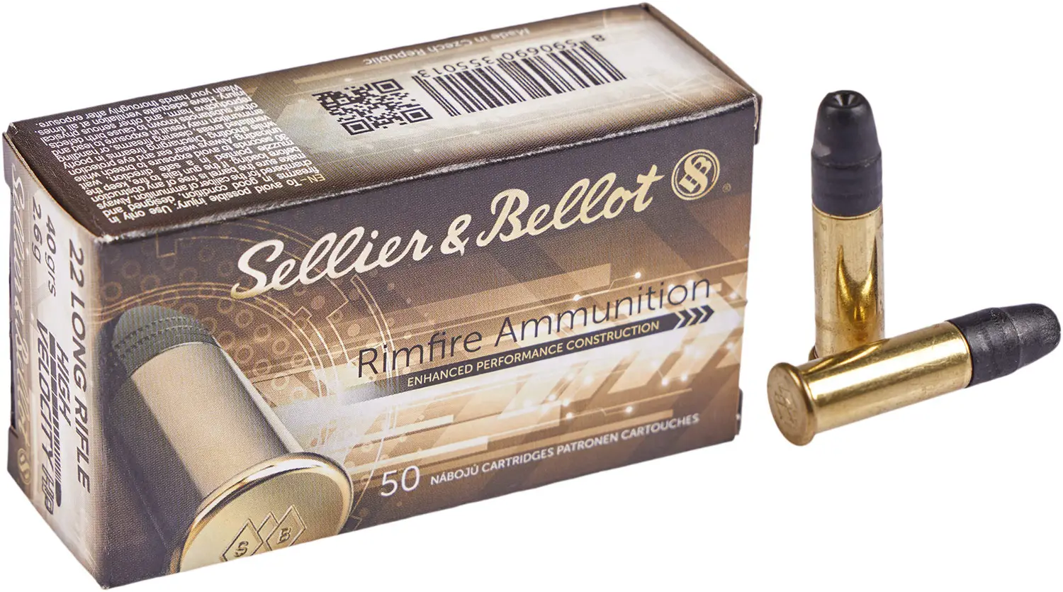 Патрон Sellier & Bellot кал .22 LR куля HV HP маса кулі 2,6 г/40 гр