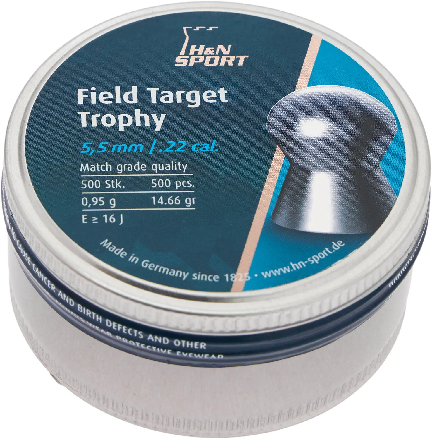 Пули пневматические H&N Field Target Trophy. Кал. 5.55 мм. Вес - 0.96 г. 500 шт/уп