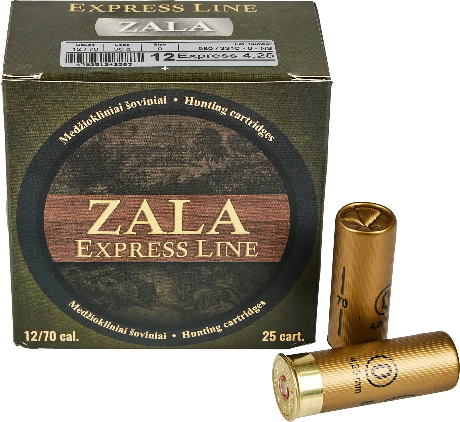 Патрон Zala Arms Express кал. 12/70 дробь № 0 (4,25 мм) навеска 36 г
