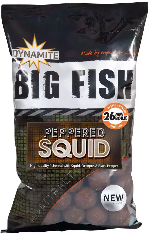 Бойли Dynamite Baits Big Fish Peppered Squid Boilies 26mm 1kg