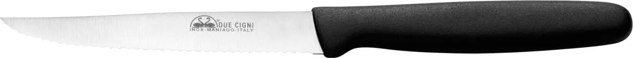 Ніж кухонний Due Cigni Steak Serrated 110 мм. Колір - чорний