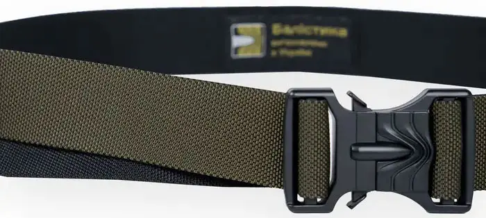 Ремень Балістика з металической пряжкой черный/оливковый