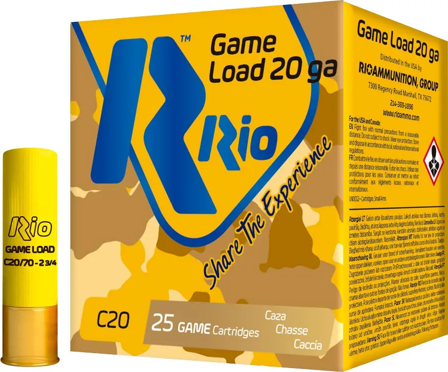 Патрон RIO Game Load C20 NEW FW (без контейнера) кал. 20/70 дробь №6 (4.25 мм) навеска 25 г