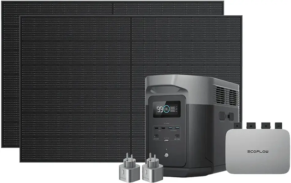 Комплект энергонезависимости EcoFlow PowerStream - микроинвертор 800W + станция Delta Max 2000 + 2 x 400W солнечные панели