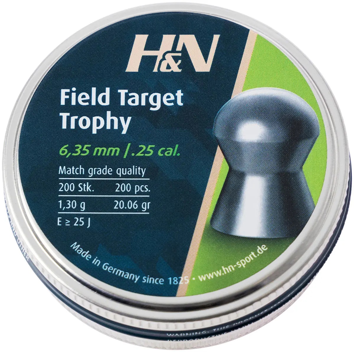 Пули пневматические H&N Field Target Trophy. Кал. 6.35 мм. Вес - 1.30  г. 200 шт/уп