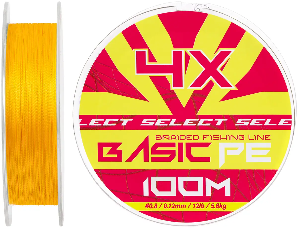 Шнур Select Basic PE Orange 100m #0.8/0.12mm 12lb/5.6kg