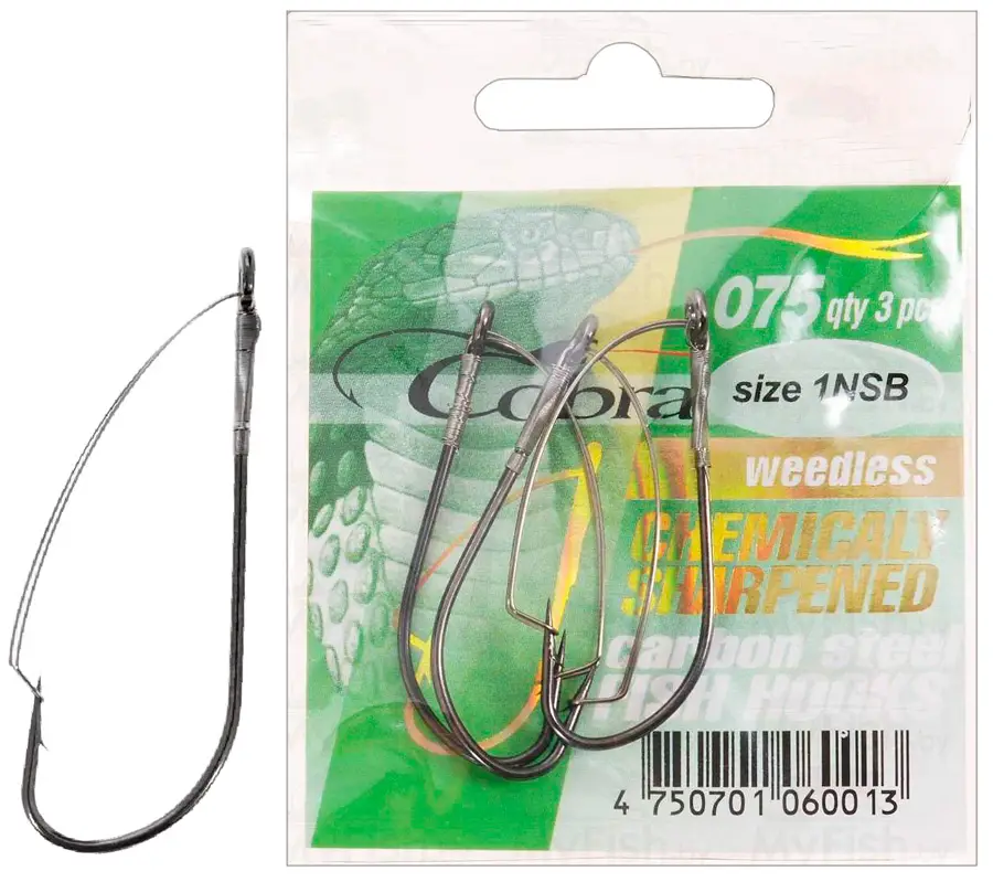 Крючок Cobra Weedless C075NSB №2/0 (3шт)