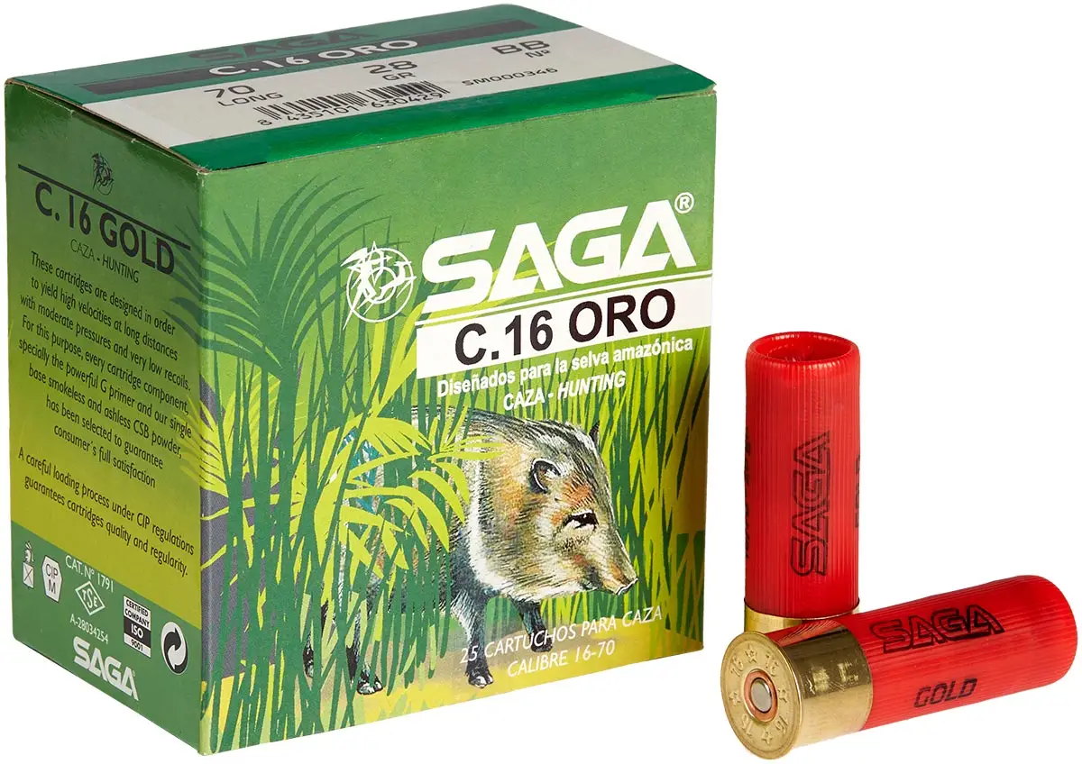 Патрон SAGA Gold Selva кал. 16/70 дробь №00 (4.5 мм) навеска 28 г