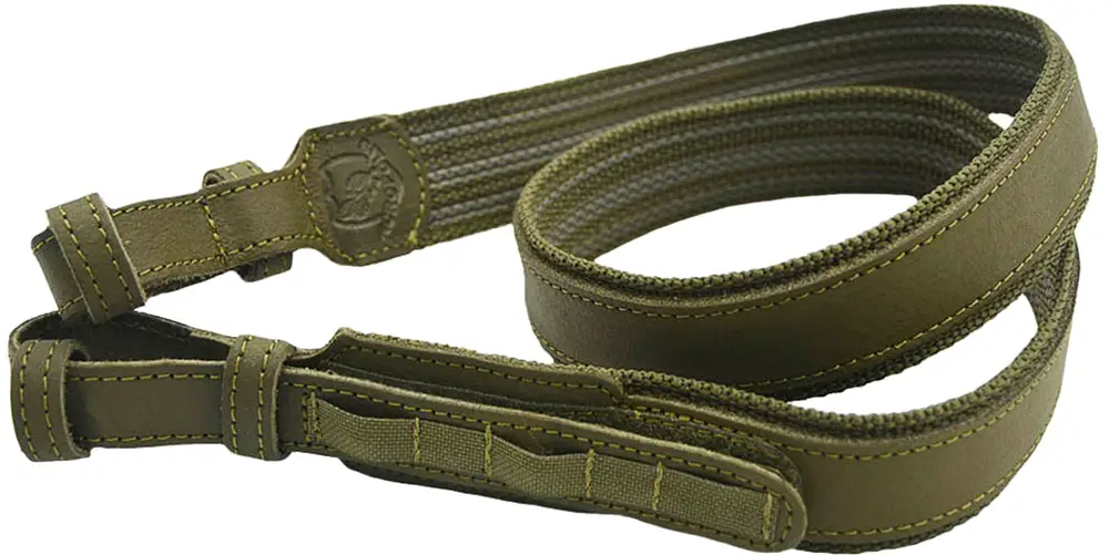 Ремінь рушничний Акрополіс МР-2. Шкіряні доріжки. Ширина для антабки 18 мм. Хакі