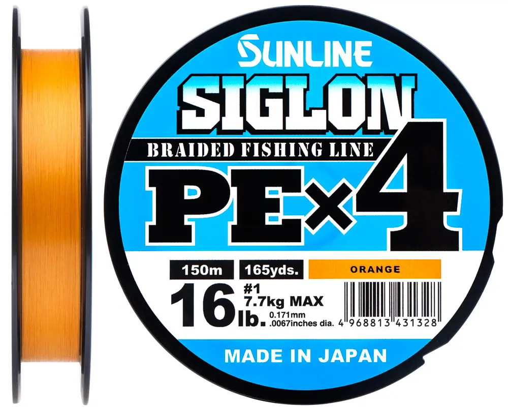 Шнур Sunline Siglon PE х4 150m (оранж.) #1.7/0.223 mm 30lb/13.0 kg