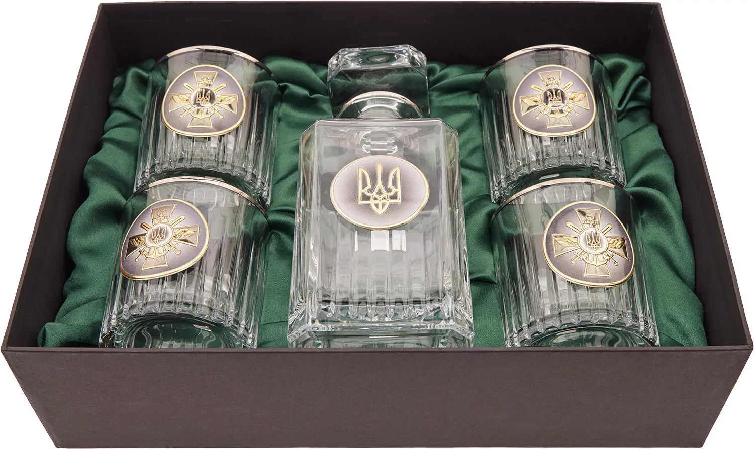 Подарочный набор стаканов Boss Crystal "ГЕНШТАБ ВСУ" графин + 4 бокала