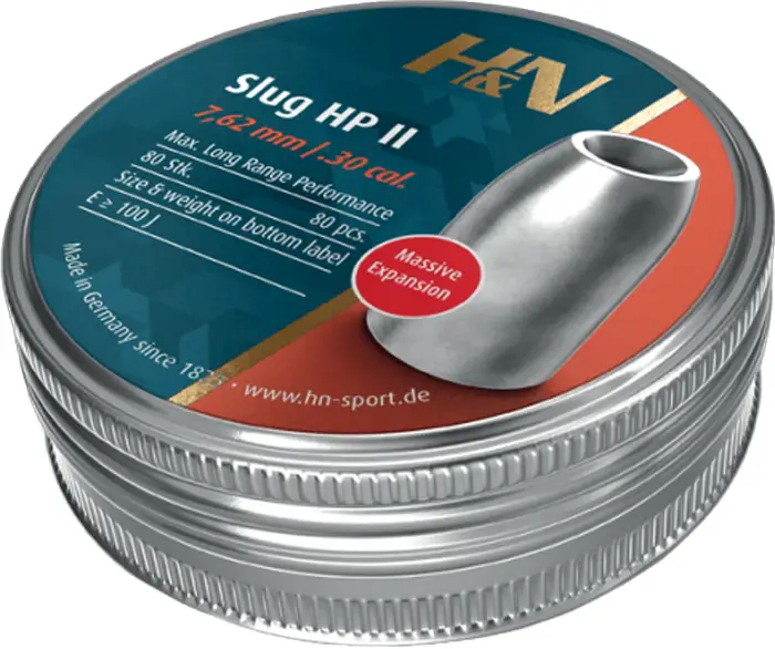 Пули пневматические H&N Slug HP II кал. 7.62 мм. Вес - 3,24 г. 80 шт/уп
