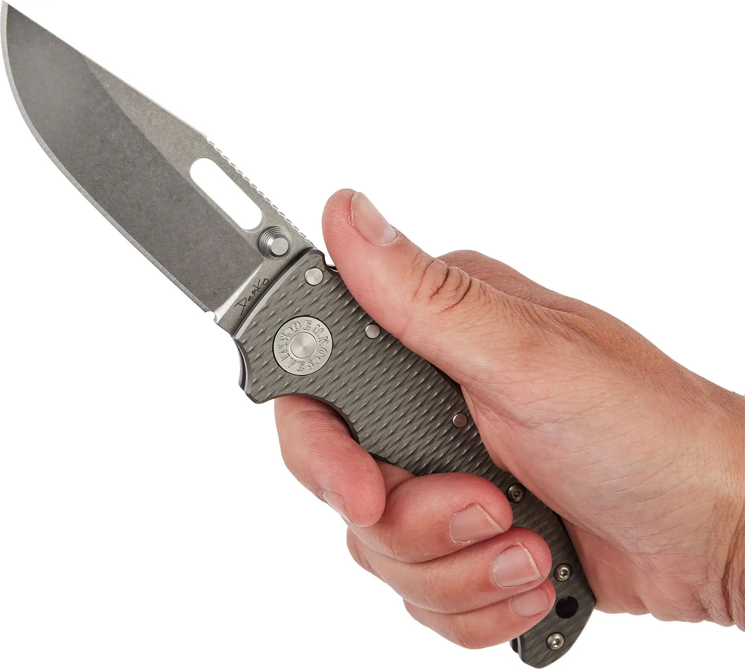 Нож Demko AD20.5 Clip Point 20CV Milled Titanium (205-20CV-TI-TEX