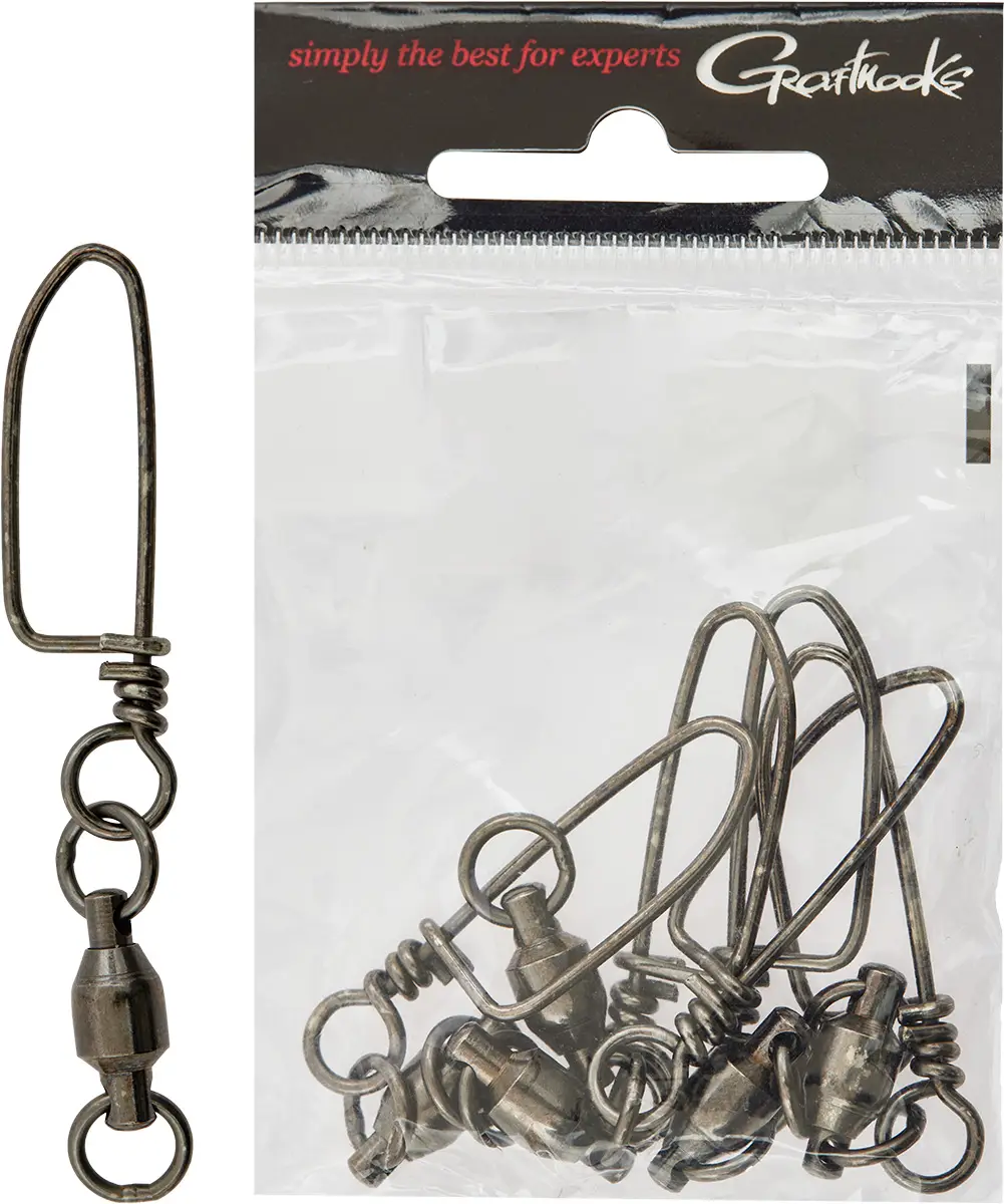 Вертлюжок с застежкой Prohunter Brass Ball Bearing Swivel With Coastlock Snap #6 190lb Black Nickel (5 шт/уп)