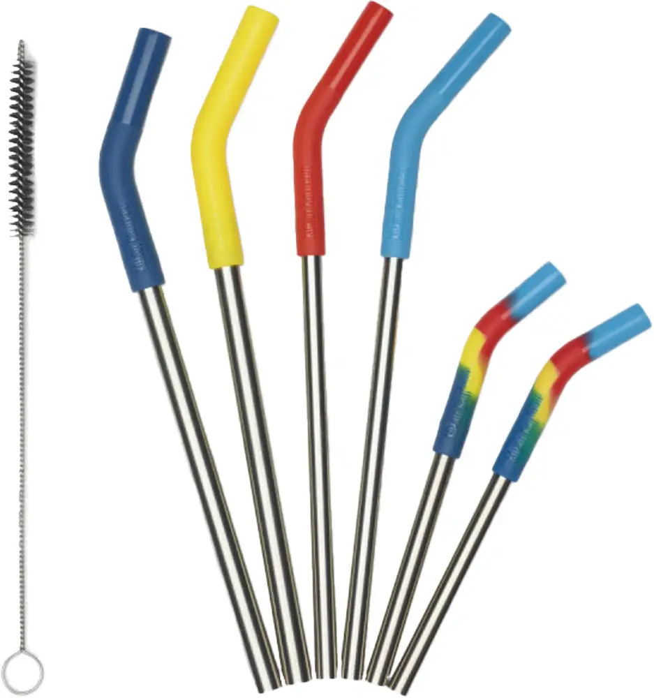 Набір багаторазових сталевих соломинок Klean Kanteen Straw 6 шт з йоржиком 8–10 мм