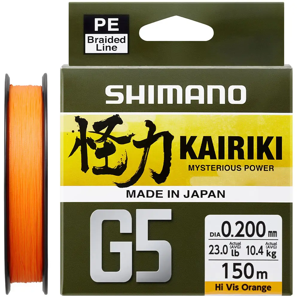 Шнур Shimano Kairiki G5 150m (Hi-Vis Orange) 0.13mm 4.1kg
