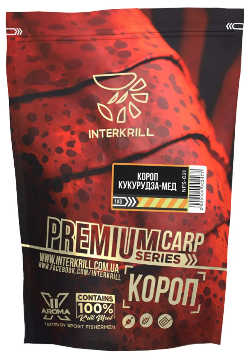 Прикормка INTERKRILL PREMIUM SERIES Короп-Кукурудза-Мед 1kg