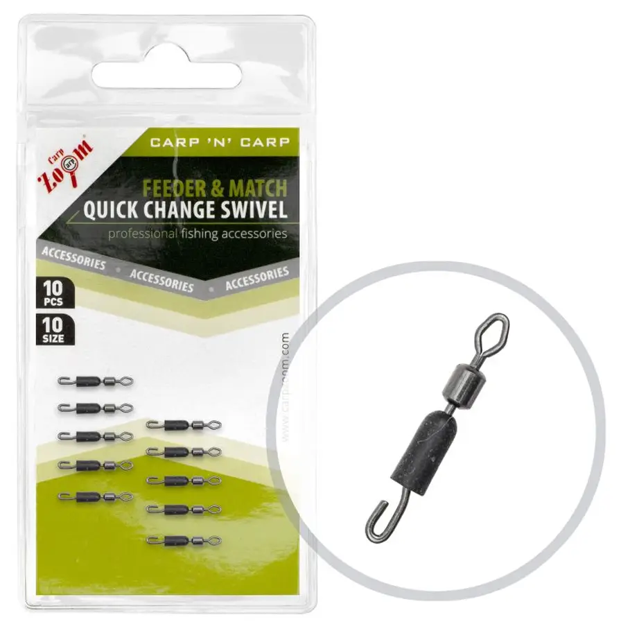 Вертлюжок с застежкой CarpZoom Feeder&Match Quick Change Swivel №18 (10шт/упак)