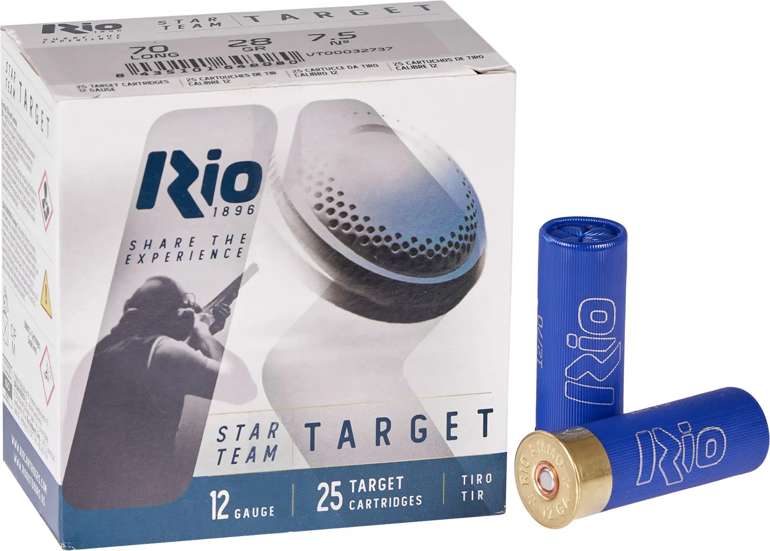 Патрон RIO Star Team Target кал. 12/70 дробь № 7.5 (2,4 мм) навеска 28 г