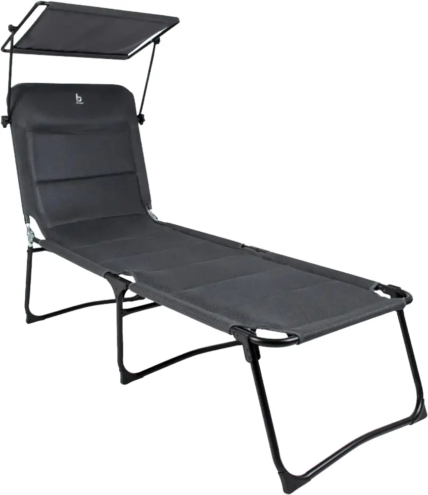 Розкладачка Bo-Camp Sun Lounger With Sunscreen 5 Positions Grey