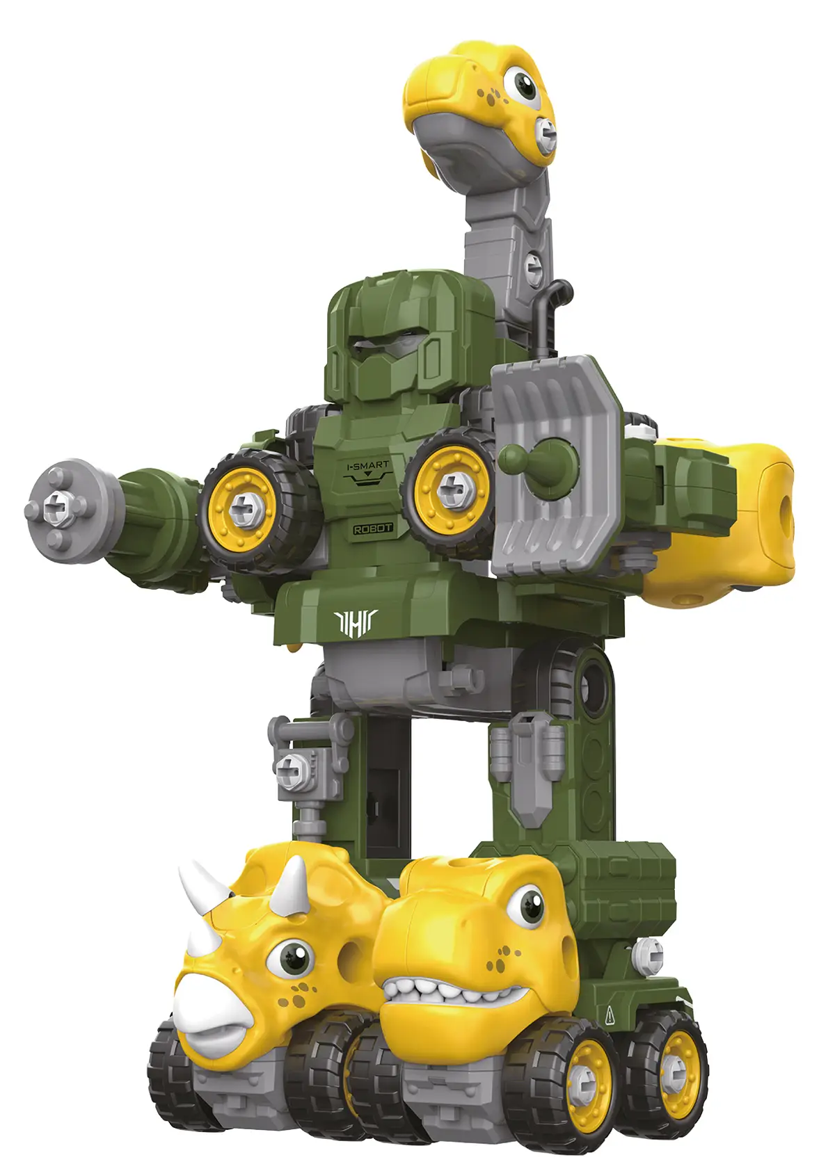 Машинка-конструктор OTAMANKO Трансформер Динозавр 5 в 1 Жовтий/Зелений