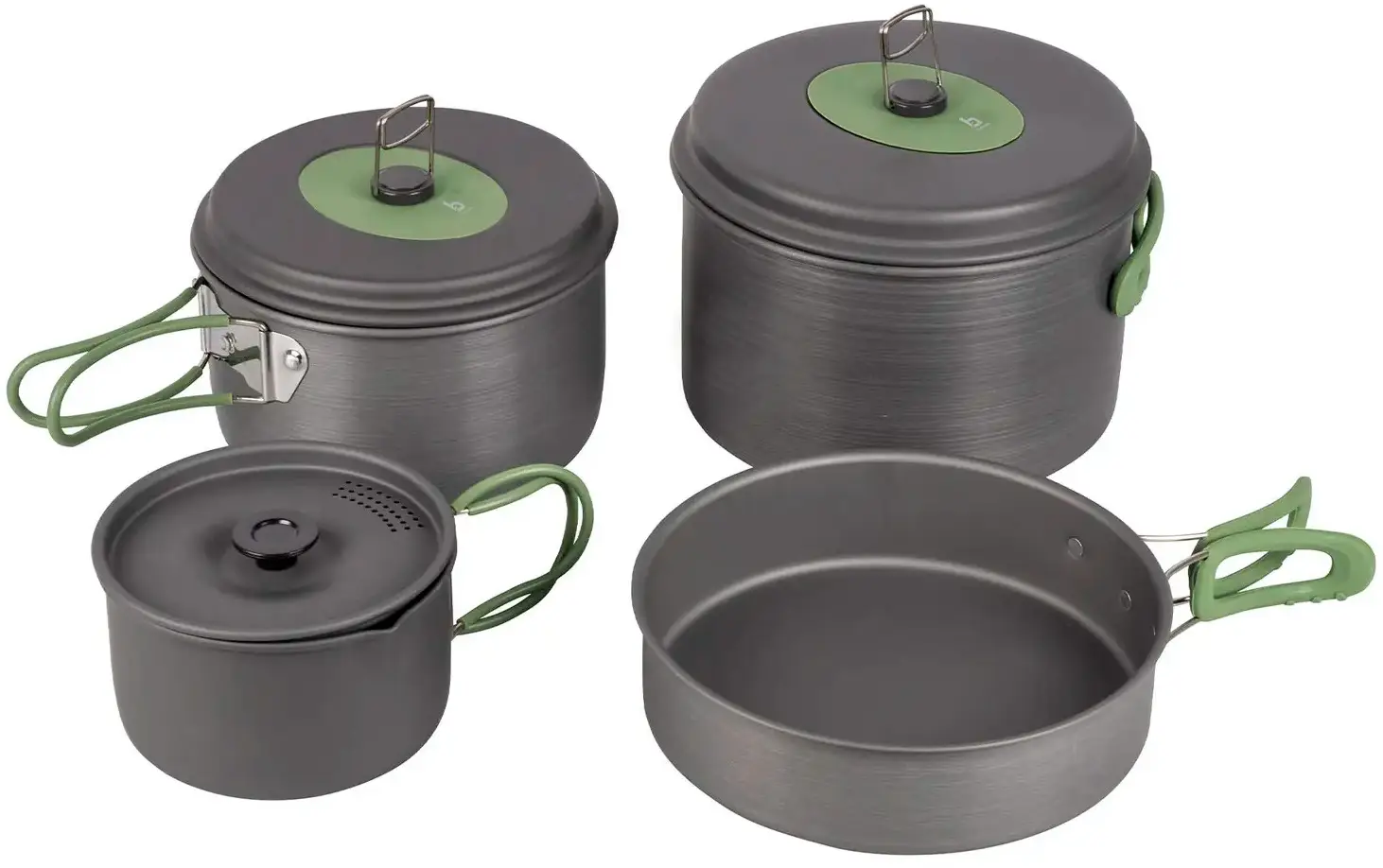 Набір посуду Bo-Camp Explorer 4 Pieces Hard Anodized Grey/Green