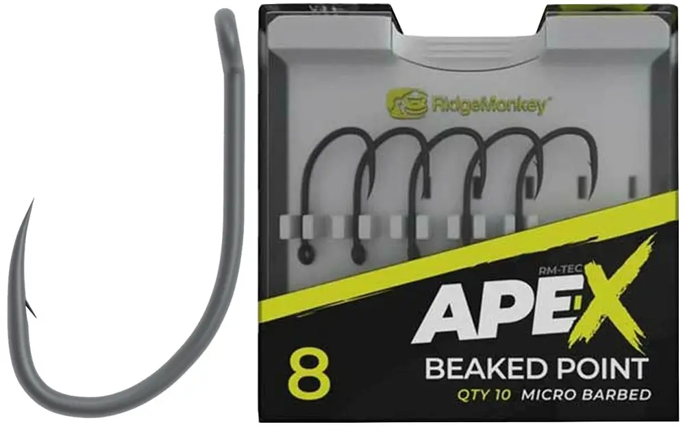 Крючок карповый RidgeMonkey Ape-X Beaked Point с бородкой #4 (25 шт/уп)