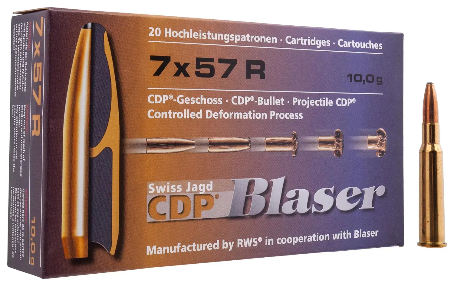 Патрон Blaser кал. 7x57 R пуля CDP масса 10,0 грамм/ 154 гран