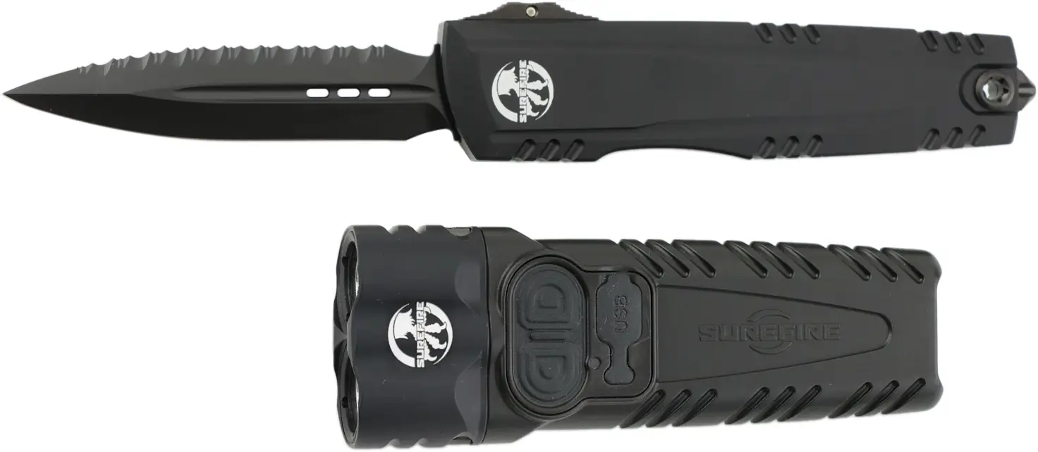 Набір Microtech Surefire Luminary D/E - Stiletto Pro II Collaboration ZBP Serrated Black