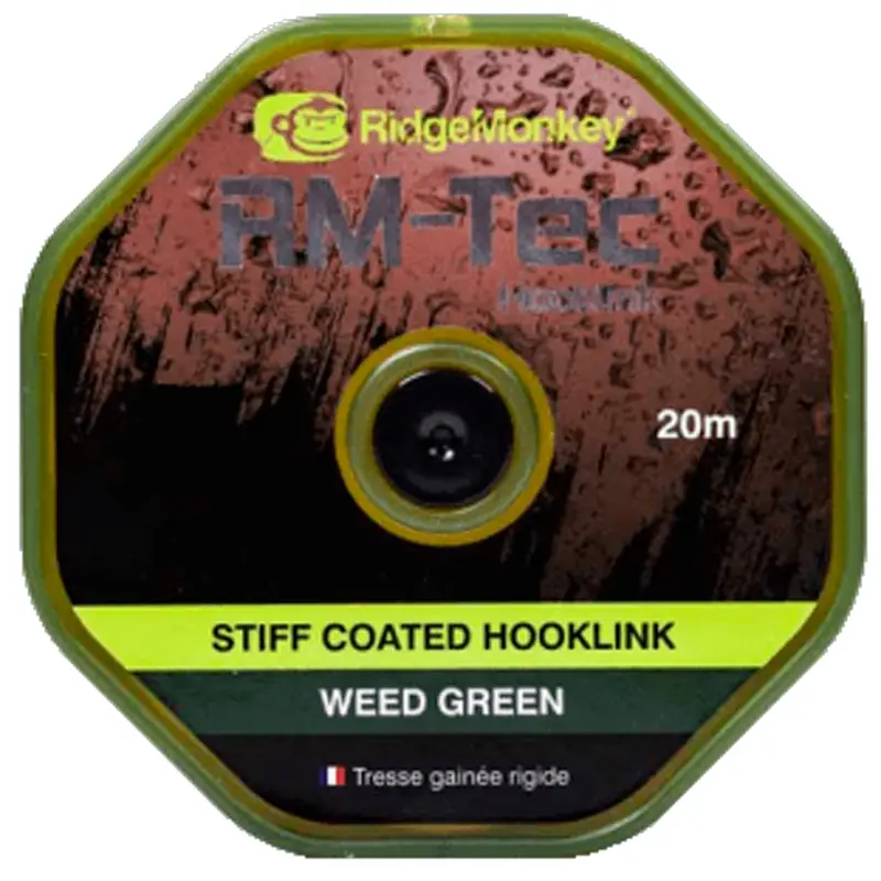 Поводковый материал RidgeMonkey RM-Tec Stiff Coated Hooklink Weed Green 35lb 20м