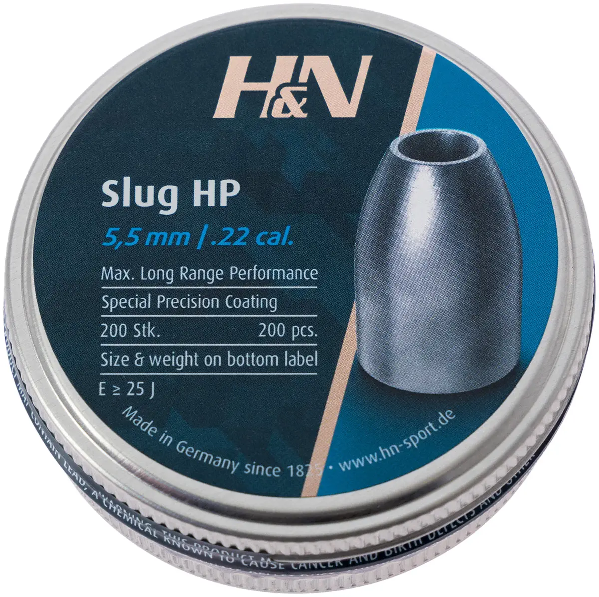 Пули пневматические H&N Slug HP кал. 5.51 мм. Вес - 1.49 грамм. 200 шт/уп