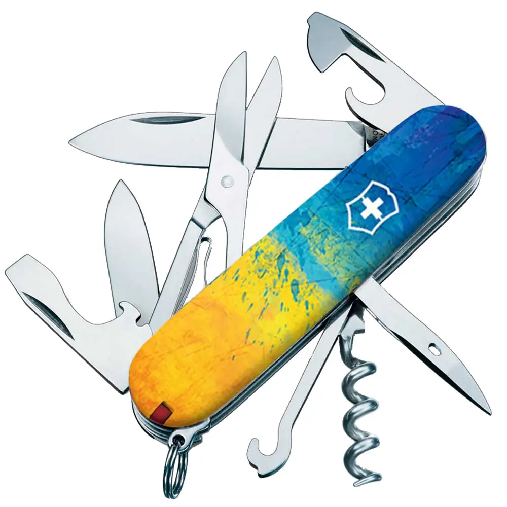 Ніж Victorinox Climber Ukraine. Жовто-синій малюнок