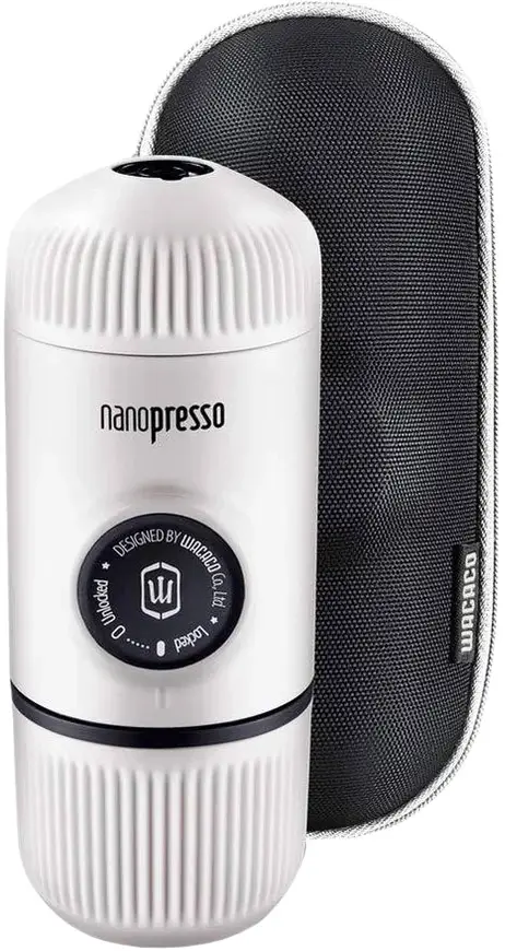 Портативна еспресо-кавоварка Wacaco Nanopresso з чохлом White