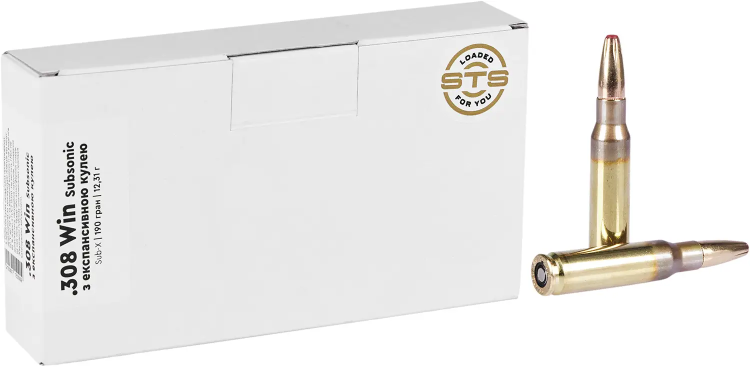 Патрон STS кал .308 Win Subsonic куля Hornady Sub-X маса 190 гр (12.31 г)