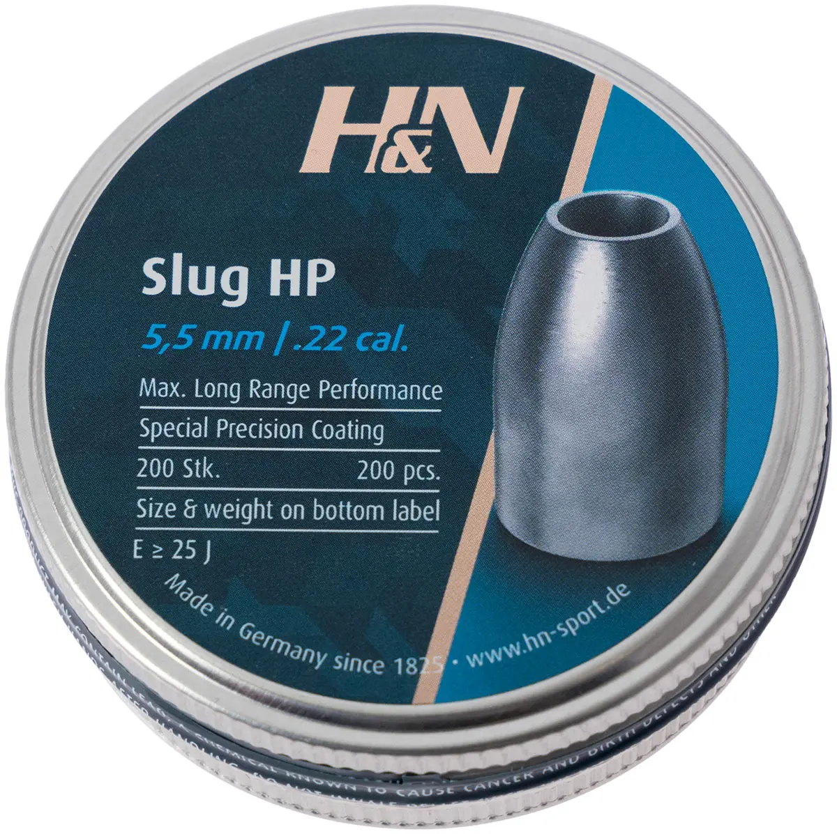 Пули пневматические H&N Slug HP кал. 5.53 мм. Вес - 1.62 грамма. 200 шт/уп