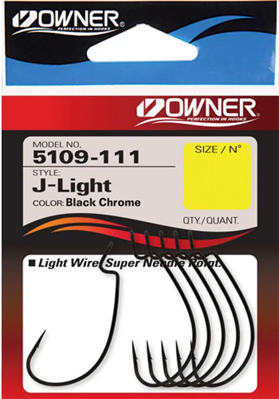 Крючок Owner J-Light 5109 Worm Hook #1 (6 шт/уп)