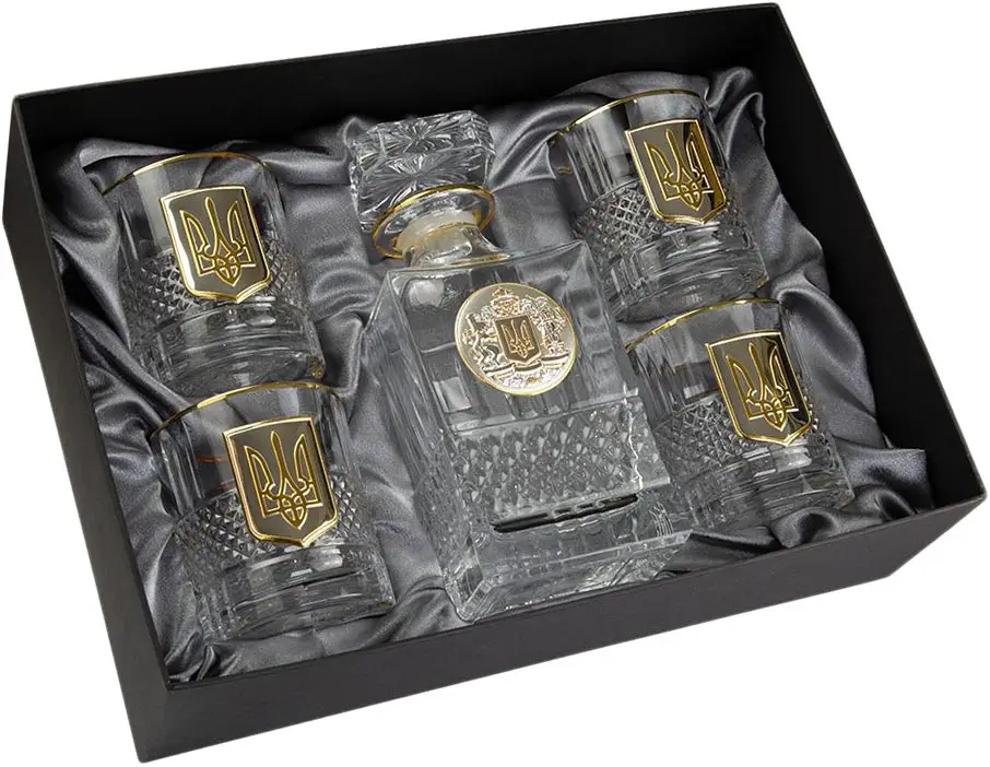 Подарочный набор стаканов для виски Boss Crystal "Гербовый с трезубцем" графин