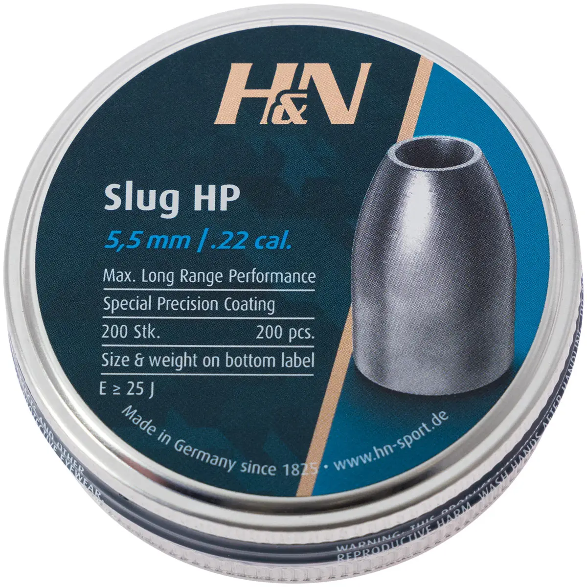 Пули пневматические H&N Slug HP кал. 5.51 мм. Вес - 1.36 грамм. 200 шт/уп