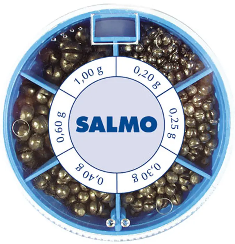 Набір грузил Salmo Дробинка 0.2, 0.25, 0.3, 0.4, 0.6, 1.0g (100 шт/уп)