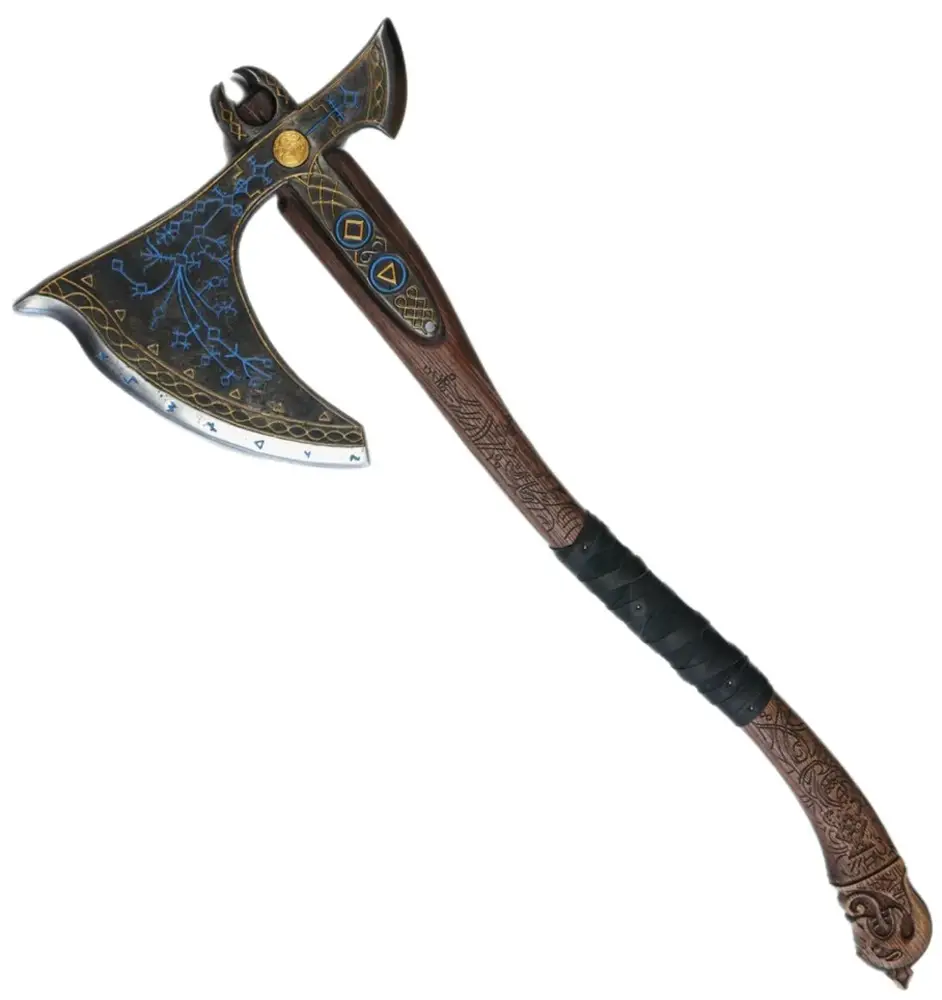 Сокира AncientSmithy Leviathan Kratos axe with carved handle + Wooden Runic Box