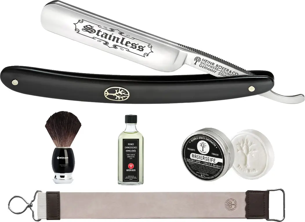 Набор для бритья Boker Stainless Black Set. Цвет - черный