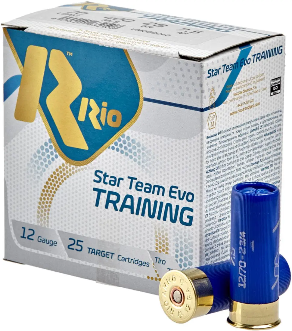 Патрон RIO Star Team EVO Training кал. 12/70 дробь № 7.5 (2,4 мм) навеска 28 г