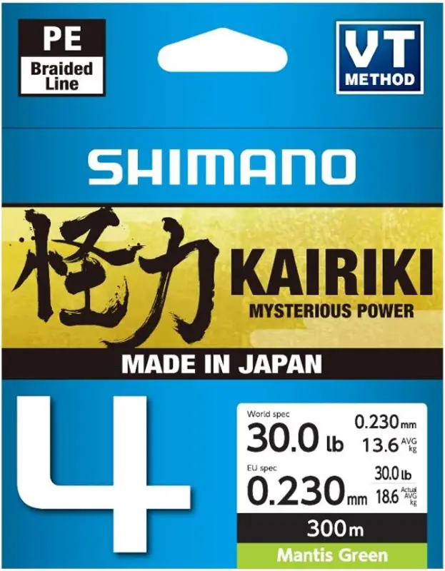 Шнур Shimano Kairiki 4 PE 300m (Mantis Green) 0.23mm 18.6kg