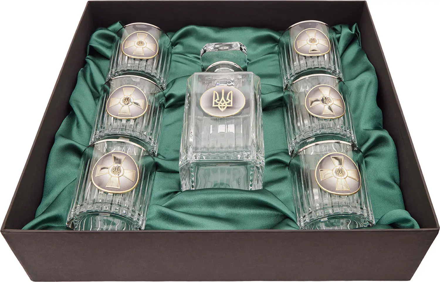 Подарочный набор стаканов Boss Crystal "ЗСУ" графин + 6 бокалов