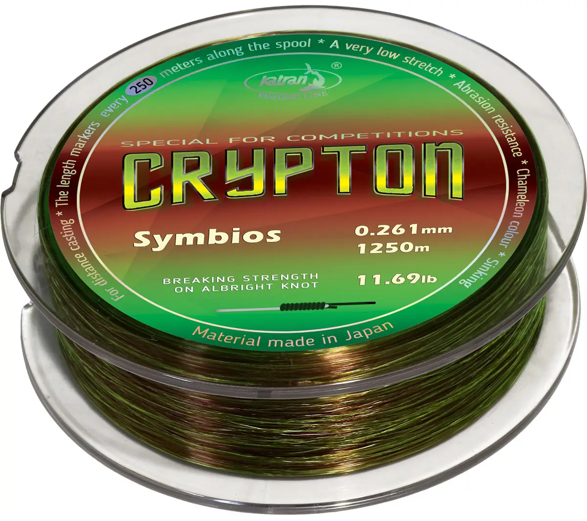 Волосінь Katran Crypton Symbios 1250m (neon/brown) 0.261mm 11.69lb/5.3kg